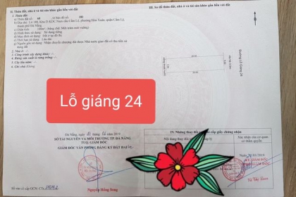 Bán gấp lỗ Giáng 24. hướng đông, dt 100m2. sạch đẹp,  giá bán 2350. Lh 0707093925 Long