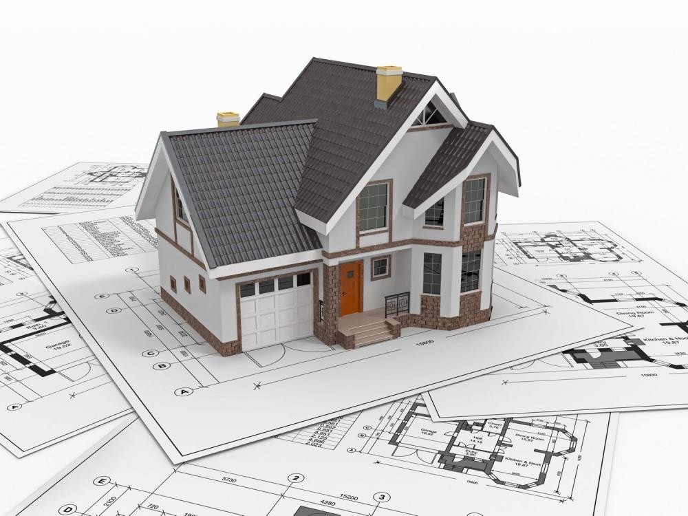 Ngôi nhà nằm trên bản vẽ thiết kế nhà