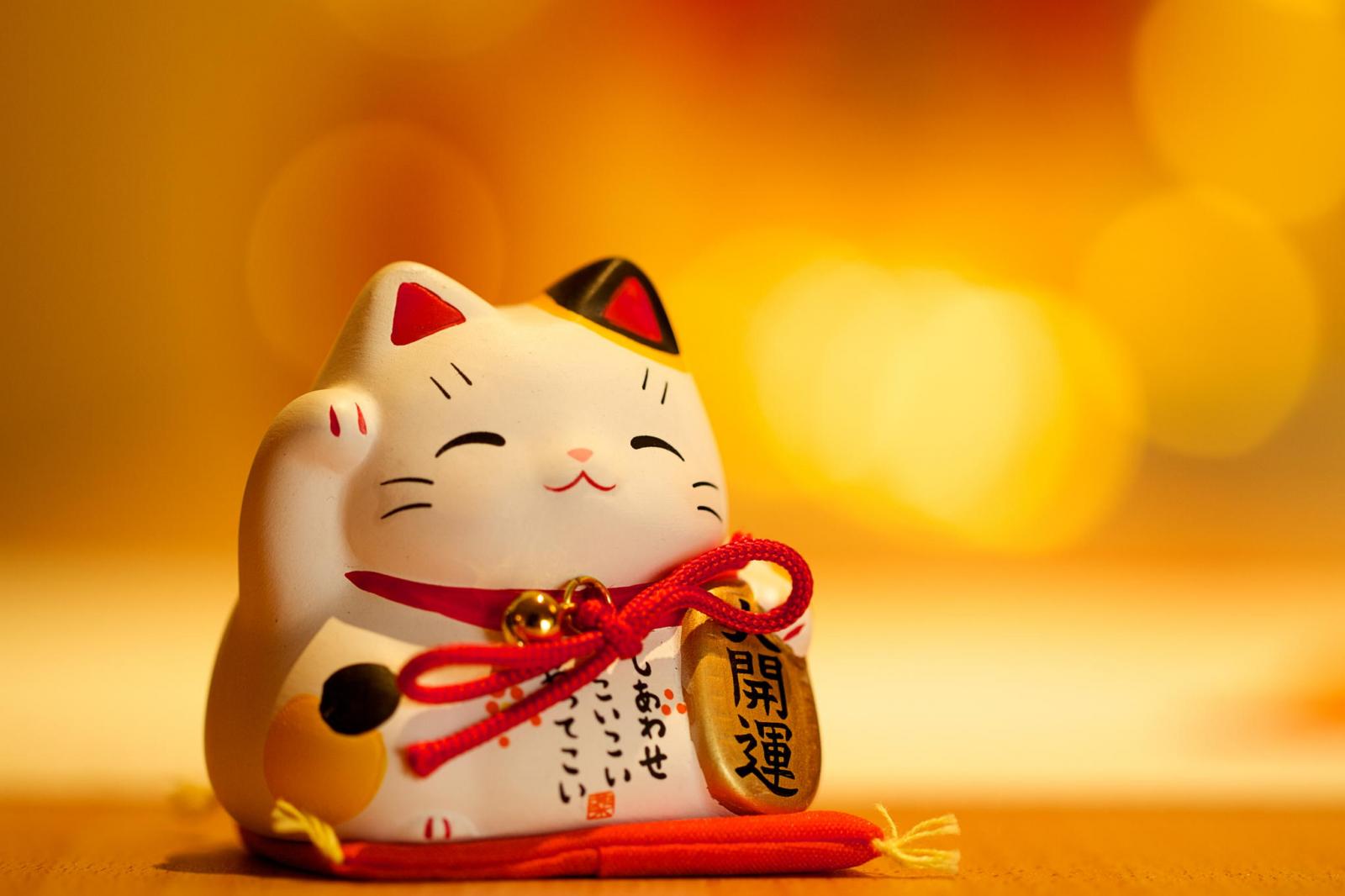 Mèo thần tài được nhiều người trang trí trên bàn làm việc Mèo thần tài